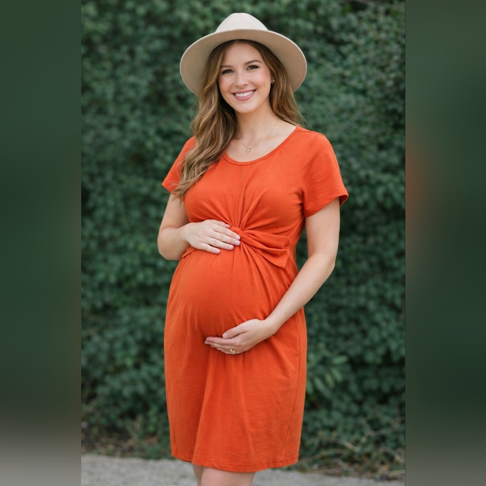 Old Navy Orange Maternity Dress Size Medium
